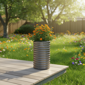 Jardinière en acier D0100H7PIJT 15,7x15,7x26,8 cm, gris, revêtement poudré, style rustique moderne, pour extérieur - Product Image 2