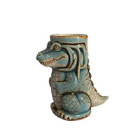 Mug Tiki Crocodile en Porcelaine Écologique de Qualité Supérieure – Vaisselle d'Inspiration Artistique pour Bars Haut de Gamme, Événements Privés, Options de Couleur et Logo OEM