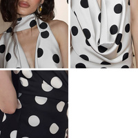Robe longue crayon vintage en satin à pois pour femme, personnalisable rapidement, à fines bretelles, col en V, séchage rapide, longueur ras du sol, faible MOQ
