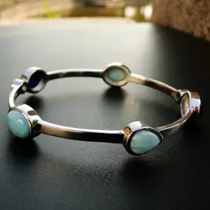 Gemstone Larimar Bracelet in 925 Sterling Silver Choose from Amethyst Blue Topaz or Peridot Bracelets Jewelry Gifts for Women