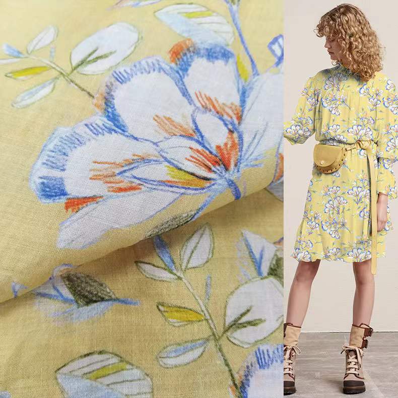 Нет минимального заказа, французская льняная ткань, 55 лен, 45 хлопковая ткань с принтом на заказ для одежды