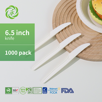 Couteau jetable en amidon de maïs biodégradable de 6,5 pouces, haute qualité, écologique, résistant à la chaleur, mini, pour la vente en gros