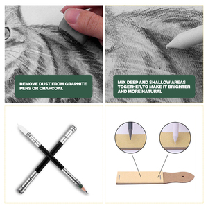 BOMEIJIA Bestseller 42-delige houtskoolpotlood- en liniaalset met schetsblok, canvas tas en tekenset voor tekenen en schilderen. - Product Image 6