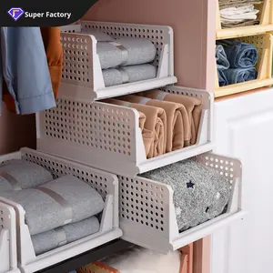 Kleidungsaufbewahrungsbox Schubladentyp Spritzgegossener Kunststoff-<span class=keywords><strong>Organizer</strong></span> Kleiderschrank Mehrschichtiger Ausziehbarer Faltbarer Kleiderorganizer - Product Image 2