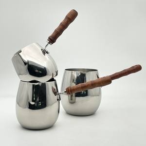 Caffettiera Moka in Acciaio Inox Ecologica Best Seller con Manico Lungo in Legno Lucidato per Caffè, Latte, Espresso e Latte Macchiato - Product Image 3