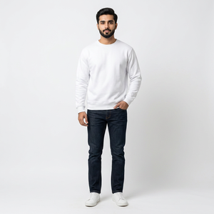 Custom Men's Crew Neck Hoodie Long Sleeve <b>Thick</b> <b>Fleece</b> Sweatshirt 100% Cotton for Winter Season - Product Image 1