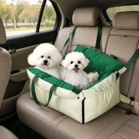 Coussin de lit pour animaux de compagnie à motif quadrillé, rembourré, rectangulaire, avec sangles de sécurité réglables, poche zippée, confortable pour petits chiens, pour voyage, voiture, maison