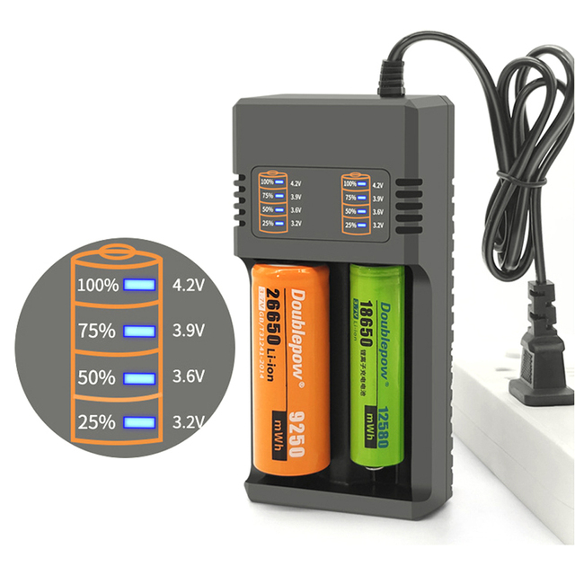 2 Slots Smart Charger Universal Intelligent LED Battery Charger for 18650 26650 16340 14500