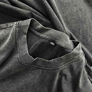 Custom logo Screen Printing DTG T Shirt Vintage Heavyweight T-shirt Mock Neck Washed Graphic Oversized t Shirt for Men - Product Image 3