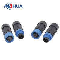 Konektor Luar Ruangan AHUA Male to Female M15 2 Pin Tahan Air IP68 untuk Catu Daya 10A 1.5 1.0 Kabel