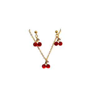 Set di Gioielli da <span class=keywords><strong>Donna</strong></span> all'Ingrosso, Orecchini e Collana Placcati Oro con Rubini a Forma di Ciliegia, <span class=keywords><strong>Idea</strong></span> Regalo per Matrimoni, Feste e Fidanzamenti - Product Image 5