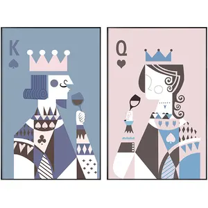 2022 new arrival playing cards painting queen Q and king K customizable poster wall art for wall