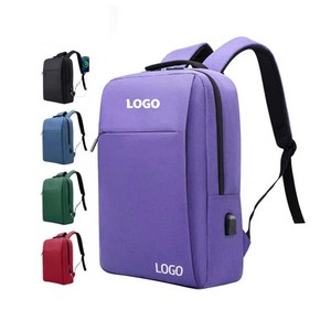 Sac à dos professionnel personnalisé, minimaliste, violet, avec port USB pour ordinateur portable, compartiment fin pour ordinateur, pour le bureau - Product Image 1