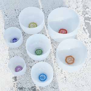 Cuenco de cuarzo con diseño de chakras, cuenco de Canto de Cristal de tono profundo, curación de 7 Chakras, gran oferta - Product Image 5