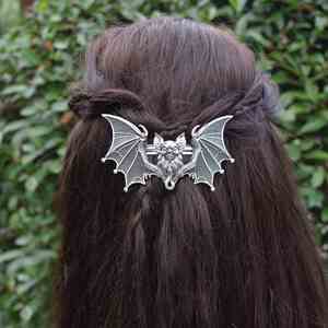 Gothic Bat Hair Clip <b>Braiding</b> Gothic Retro Style Dressing Texture Hair <b>Accessories</b> Gothic Witchy Halloween Big Bat Wing Barrette - Product Image 4