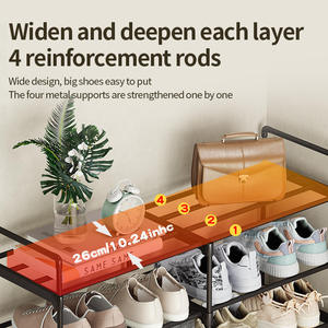Cedar Space En gros Meuble à chaussures et bottes moderne en métal antirouille à 5 niveaux et double rangée, 4 tubes par niveau, pour grandes chaussures, outils, sacs et rangement de salon - Product Image 4