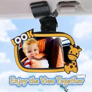 Schattige cartoon dieren baby autospiegel <span class=keywords><strong>clip</strong></span>-on zonneklep spiegel 360 graden verstelbaar onbreekbaar achterbank baby observatiespiegel - Product Image 2