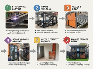 Maison préfabriquée à deux étages en conteneurs modulaires avec escalier en acier et balcon - Product Image 4