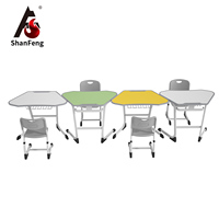Ensemble Chaise et Bureau d'Écolier Réglable en Hauteur Ergonomique Moderne Durable pour Étudiant, Table d'Étude en Plastique PP pour Appartement, Chambre, Maison