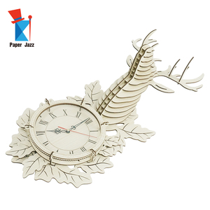 Trang Trí Nội Thất Bằng Gỗ Đồng Hồ Treo Tường Của Câu Đố Cho Cắt Laser Hình Dạng Unicon Cổ Điển DIY <span class=keywords><strong>3D</strong></span> Cho Người Lớn Cho Trẻ Em ZC-LQD004 Gỗ 3Mm - Product Image 2