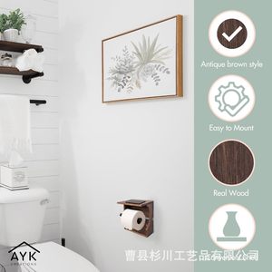 AyK Creations Wooden Toilet <b>Paper</b> Holder Wall Mount Maple Rustic Design Bathroom <b>Kitchen</b> Shelf - Product Image 3