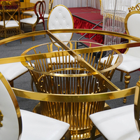 Großhandel Moderner Goldener Edelstahl-Marmortisch, Langlebiger Hochzeits- und Bankett-Tisch für Hotel, Esszimmer und Wohnräume