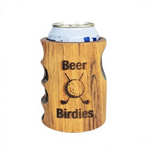 Portabevande Isolato in Legno con Design Golf Birdies, Portatile per Birra e Bevande - Product Image 1