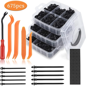 675PCS Assortiment Clips Rivet Kit Car Body Clip Kit Avec Open Pry Panel Dash Radio Installer Porte Garniture Removal Tool - Product Image 2