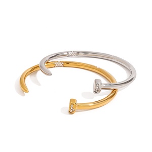 Aretas 2025, joyería de lujo ligera de acero inoxidable a la moda, pulsera de apertura de diamantes con incrustaciones de uñas impermeable que no se desvanece para mujer - Product Image 1