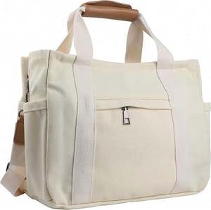 Échantillon gratuit, vente en gros, OEM, sac fourre-tout en velours côtelé, sac à bandoulière en toile, sac fourre-tout en velours côtelé avec fermeture éclair - Product Image 1