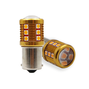Bombillas LED para coche, luces direccionales, luces de freno, 1156, 1157, T20, 24 bombillas, 3030, 12V, amarillas. - Product Image 1