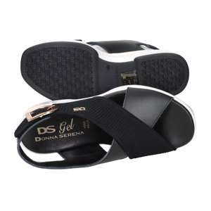 Sandales compensées Donna Serena pour femme, noires, talon de 5 cm, chaussures de marche confortables - Product Image 6