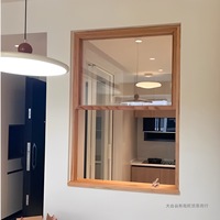 Ventana Corredera Vertical con Marco de Madera para Pasillo de Cocina, Tamaño Personalizado