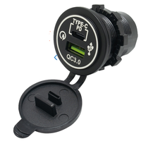 Chargeur de voiture double USB 48W PD QC3.0 12V 24V à montage sur panneau avec couvercle rabattable pour voitures, bateaux, camping-cars