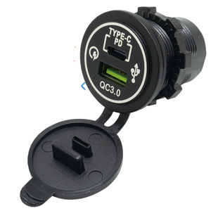 Chargeur de voiture double USB 48W QC3.0 + PD Nouveau panneau de charge rapide avec couvercle rabattable pour voitures et bateaux Prise USB PC 12-24V - Product Image 1