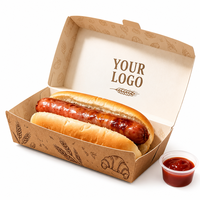 Boîte à hot-dogs en papier kraft écologique et recyclable personnalisée avec couvercle pour l'emballage de plats à emporter, revêtement UV et laminage mat