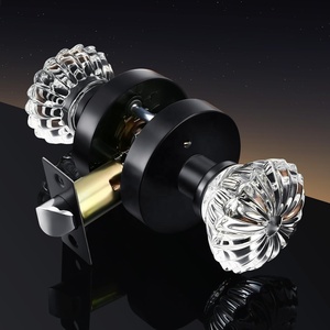 Maniglia per Porta Vintage con Rosetta Nera Opaca, Serratura per Privacy in Bagno, Chiusura Interna per Porte in Vetro Cristallo - Product Image 1