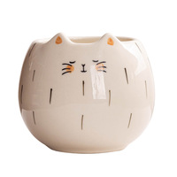 Mug en céramique peint à la main, compatible micro-ondes, motif chat mignon et dodu, décor sous glaçure, pour la maison/le bureau, cadeau d'affaires, vente en gros