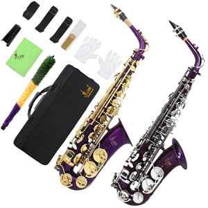 <span class=keywords><strong>Saxophone</strong></span> <span class=keywords><strong>alto</strong></span> étudiant adulte commerce extérieur avec goutte de laque d'or E conduit en laiton violet BB & EB ton - Product Image 1