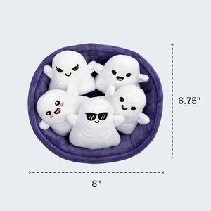 Jouets en peluche d'Halloween mignons et réalistes sur le thème des fantômes émotionnels, pour le jeu de la bonbonnière, avec panier de transport - Product Image 4