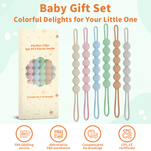 Clip y Correa de Silicona con Diseño de Animales Coloridos y Múltiples Texturas, <span class=keywords><strong>Cadena</strong></span> de Seguridad para Bebés de 0 a 12 Meses - Product Image 2