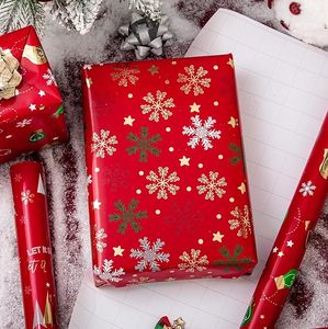 Christmas Gift Wrapping <b>Paper</b> Red Snowflake Deer Snowflake Star <b>Pattern</b> Coated Art <b>Paper</b> For New Year Holiday Gift Packaging - Product Image 2