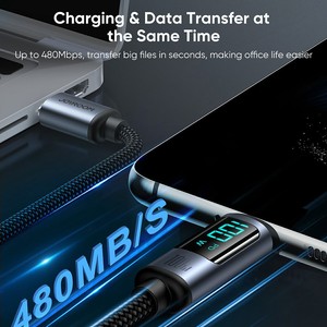 Câble de charge rapide et de transfert de données <span class=keywords><strong>JOYROOM</strong></span> S-CC100A16 1,2 m série Prism pour iPhone 16-15, Type-C vers Type-C avec affichage numérique - Product Image 5