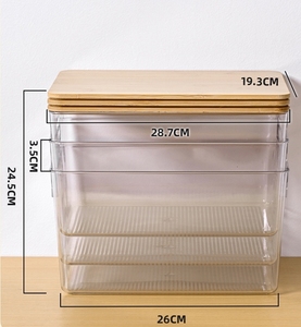 Rõ ràng Acrylic hộ gia đình lưu trữ <span class=keywords><strong>box</strong></span> với nắp tre mới đa năng đồ lặt vặt Organizer Container hình chữ nhật hình dạng PP nhựa - Product Image 2