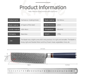 7-дюймовый японский ручной работы дамасский нож VG10 Nakiri - Product Image 2
