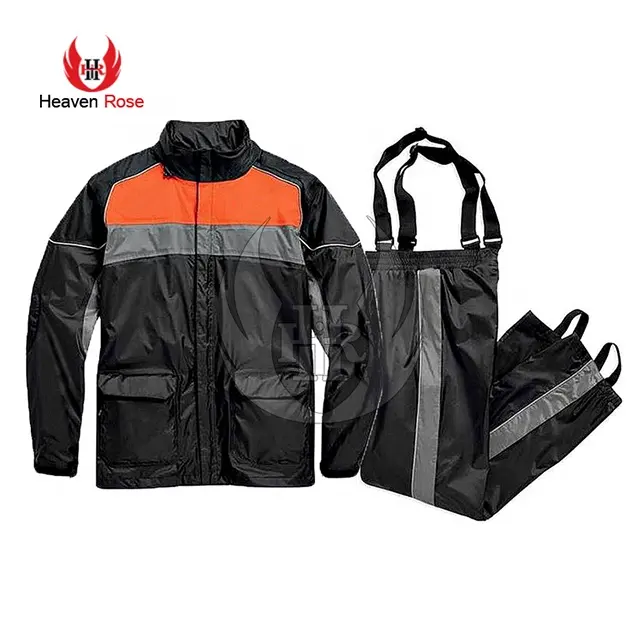 Heaven Rose Industries Rain Gear-Two Piece Rain Coats Com Calças Harley Cauda Alta Cor Bloqueada Hi-Vis Rain Suit