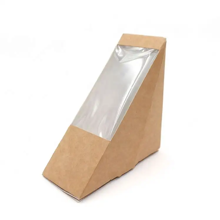 Scatola sandwich in carta kraft con scatola sandwich triangolo finestra per imballaggio
