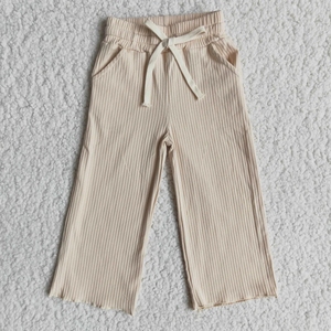 Pantalon large en coton kaki tendance pour fille - Product Image 1