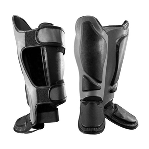 Shin guardia MMA Leg Protector de cuero de la PU de Muay boxeo tailandés empeine Sparring de kickboxing de artes marciales - Product Image 1