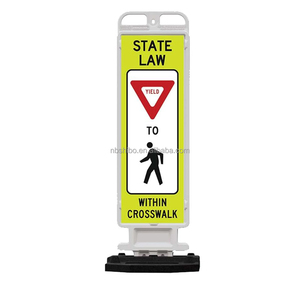 Panneau vertical de trafic Barricade Double étiquette réfléchissante Forte prévention des collisions Panneaux de passage pour piétons Avertissement de sécurité - Product Image 4